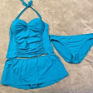 La Blanca Swim Suit 3 Piece Tankini Set Size 14-16